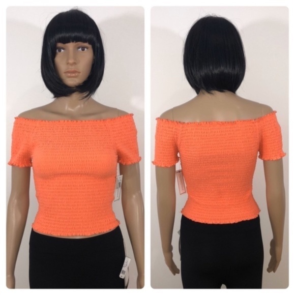 New No Comment Peach Off The Shoulder Crop Top - Picture 1 of 12